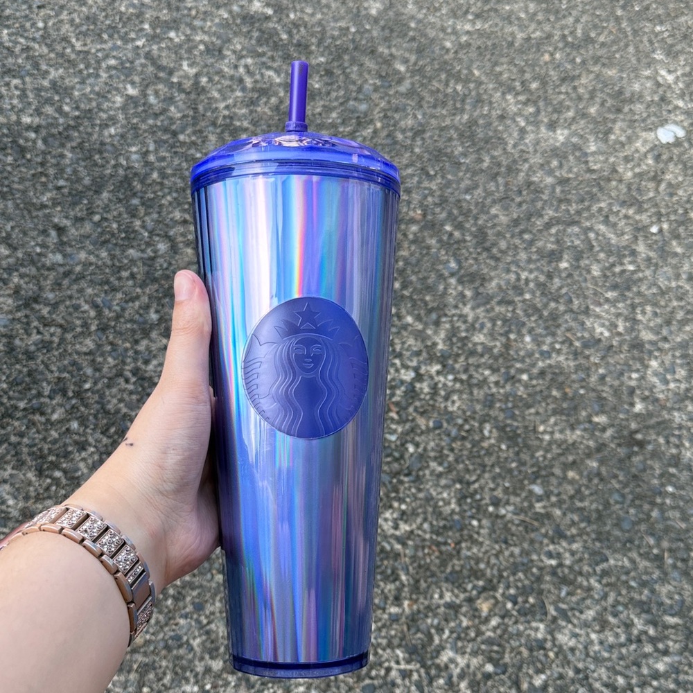 Starbucks Holographic Blue Tumbler with Straw (3 for $45)